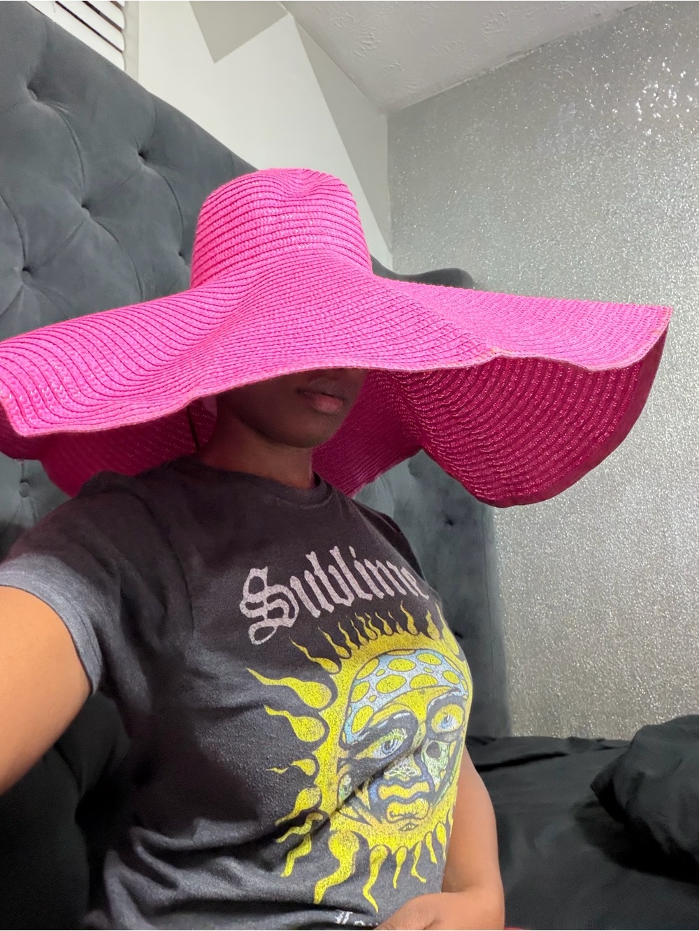 Women's Beach Wide Brim Sun Hat - Pink - Picture 2 of 3